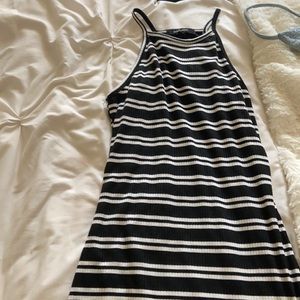 black and white striped dress